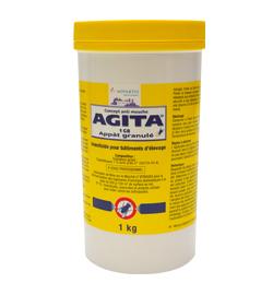 Agita 1 GB, insecticide, adulticide mouche en granulés jaunes, effet KO, ingestion, coupelle, blattes, mouches, moucherons